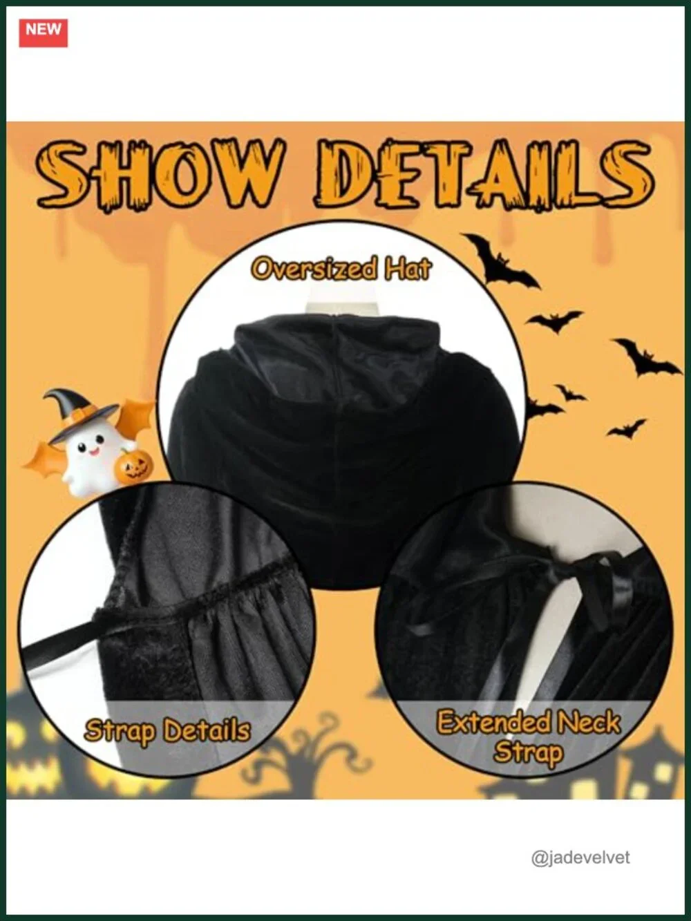 Velvet Cape Cloak with Hood Halloween Vampire Adult Costume